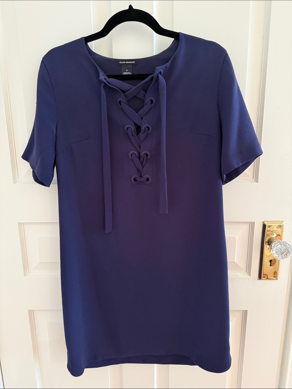 Club Monaco Navy Lace-Up Mini Dress